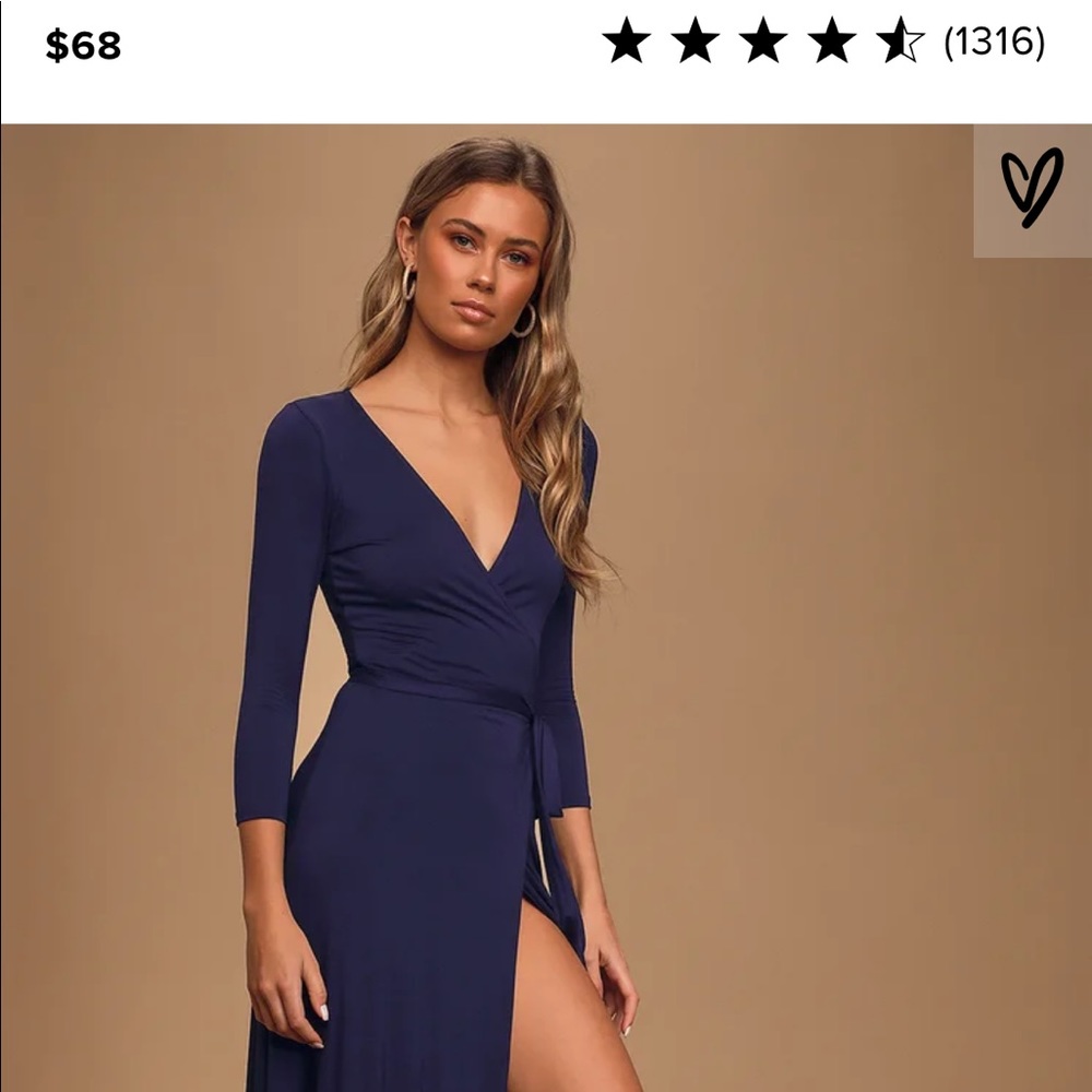 Lulus garden district navy blue wrap dress